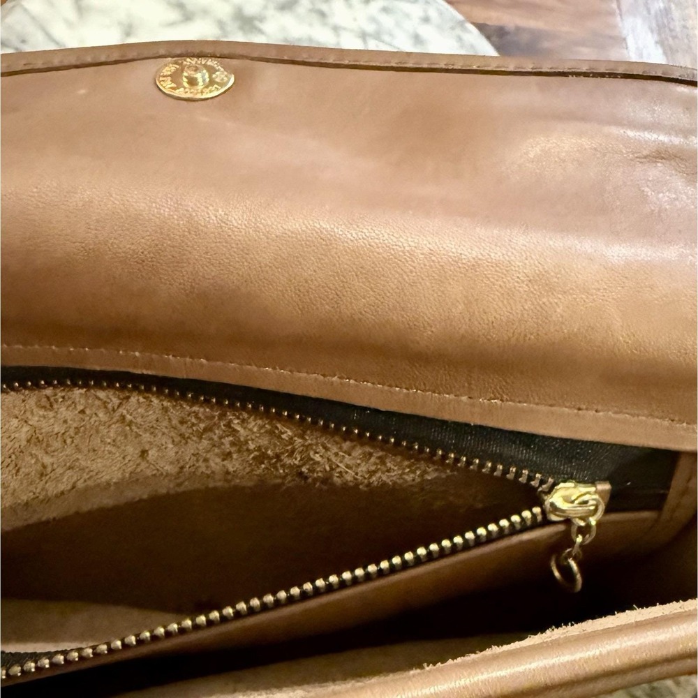 NEW! Vintage 1980s 80s Coach Putty Brown 9810 Envelope Clutch Purse Brass RARE! - Picture 7 of 14